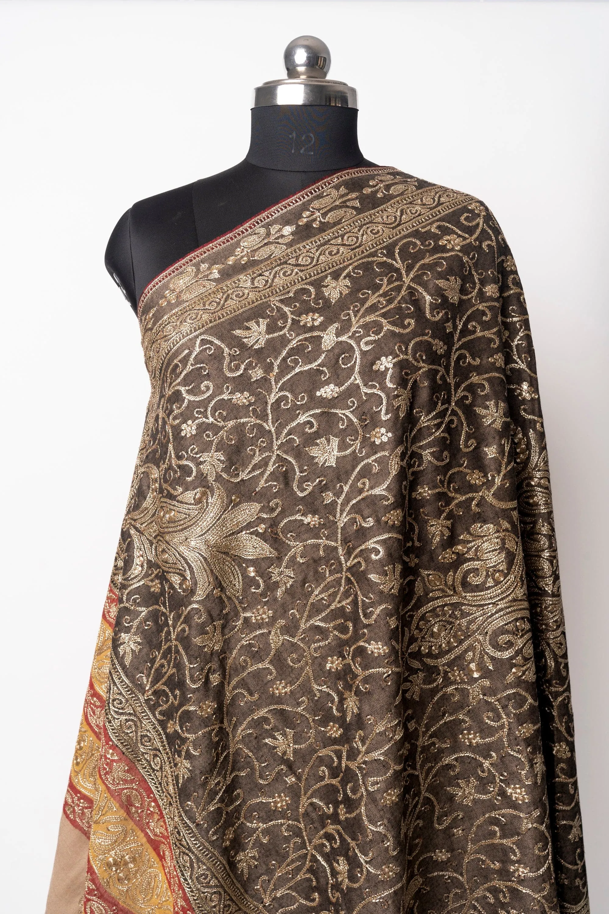 Noor-e-Tilla Hand-Embroidered Pure Pashmina Shawl