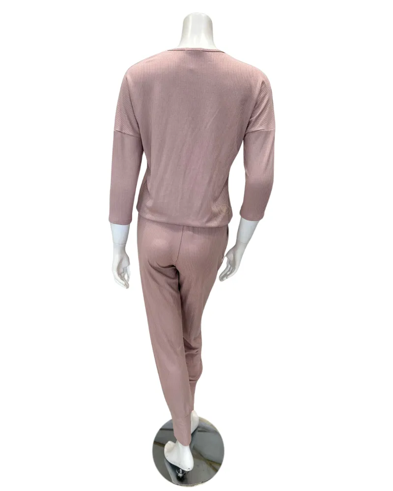 OZ214PJM Powder Rose Ribbed Modal Pajamas Set