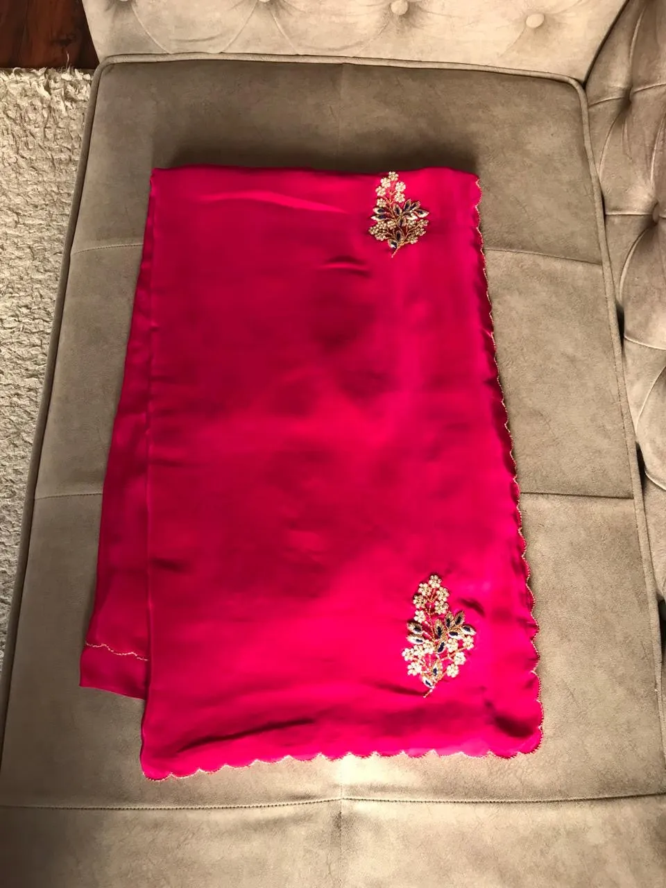 Pink Fuchsia Premium Crepe Saree
