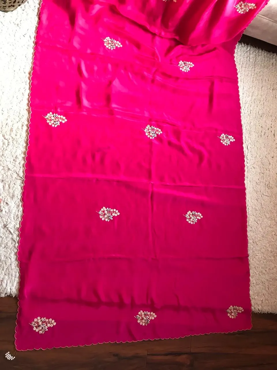 Pink Fuchsia Premium Crepe Saree