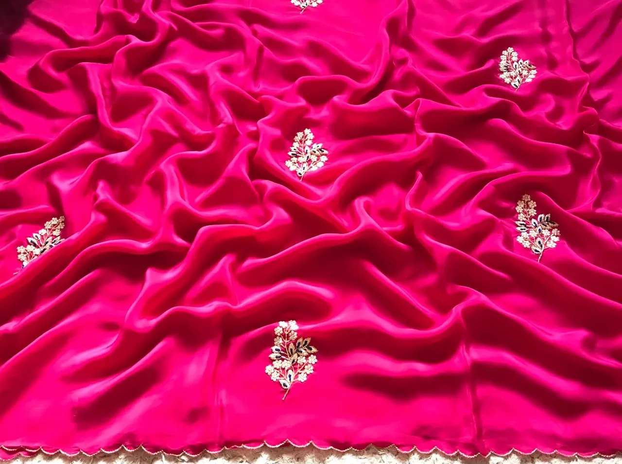 Pink Fuchsia Premium Crepe Saree