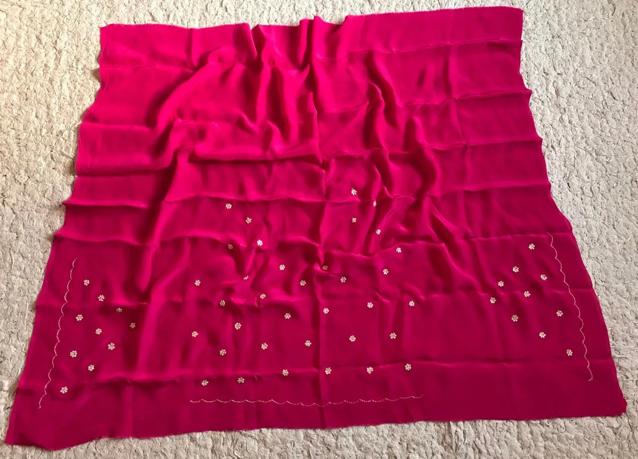 Pink Fuchsia Premium Crepe Saree