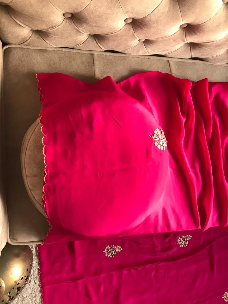 Pink Fuchsia Premium Crepe Saree