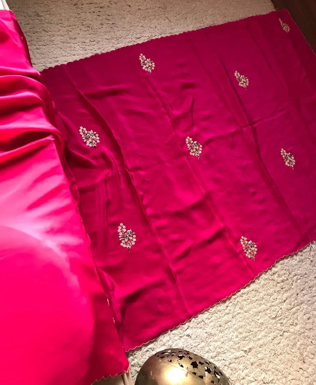 Pink Fuchsia Premium Crepe Saree