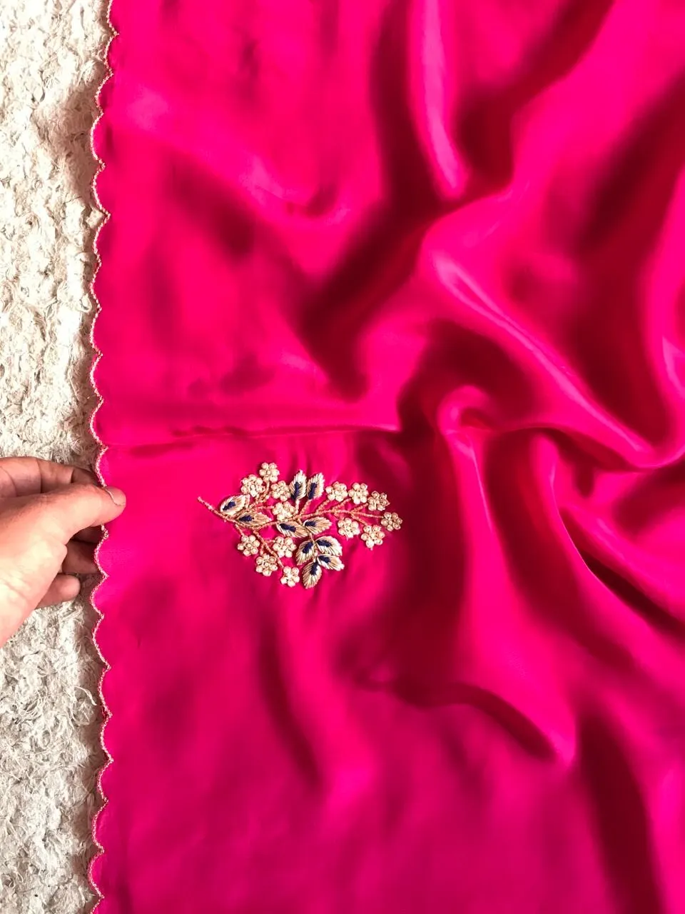 Pink Fuchsia Premium Crepe Saree