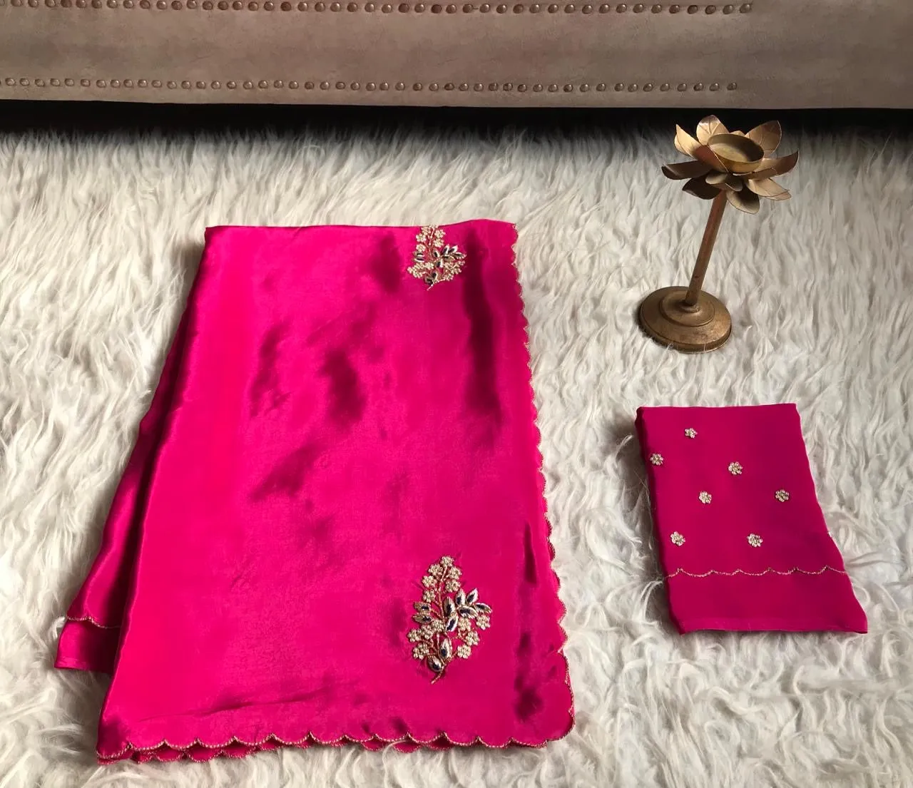 Pink Fuchsia Premium Crepe Saree
