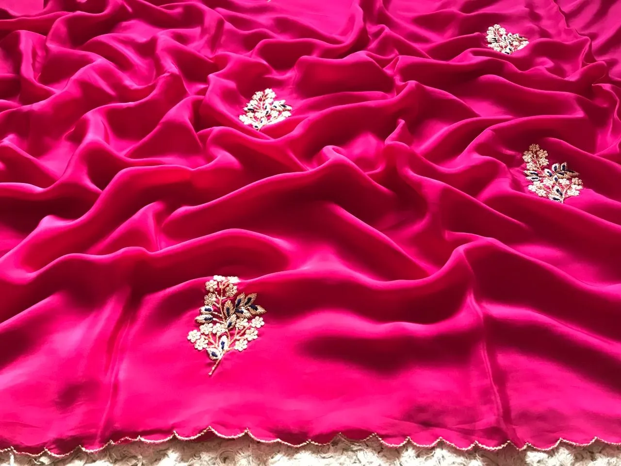 Pink Fuchsia Premium Crepe Saree