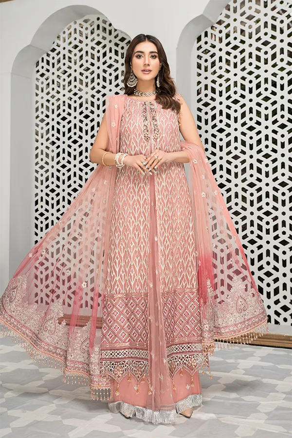 Pink Gharara Pakistani with Elegant Decorations #PF481