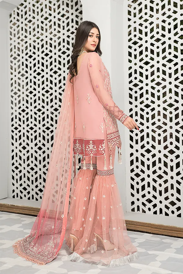 Pink Gharara Pakistani with Elegant Decorations #PF481