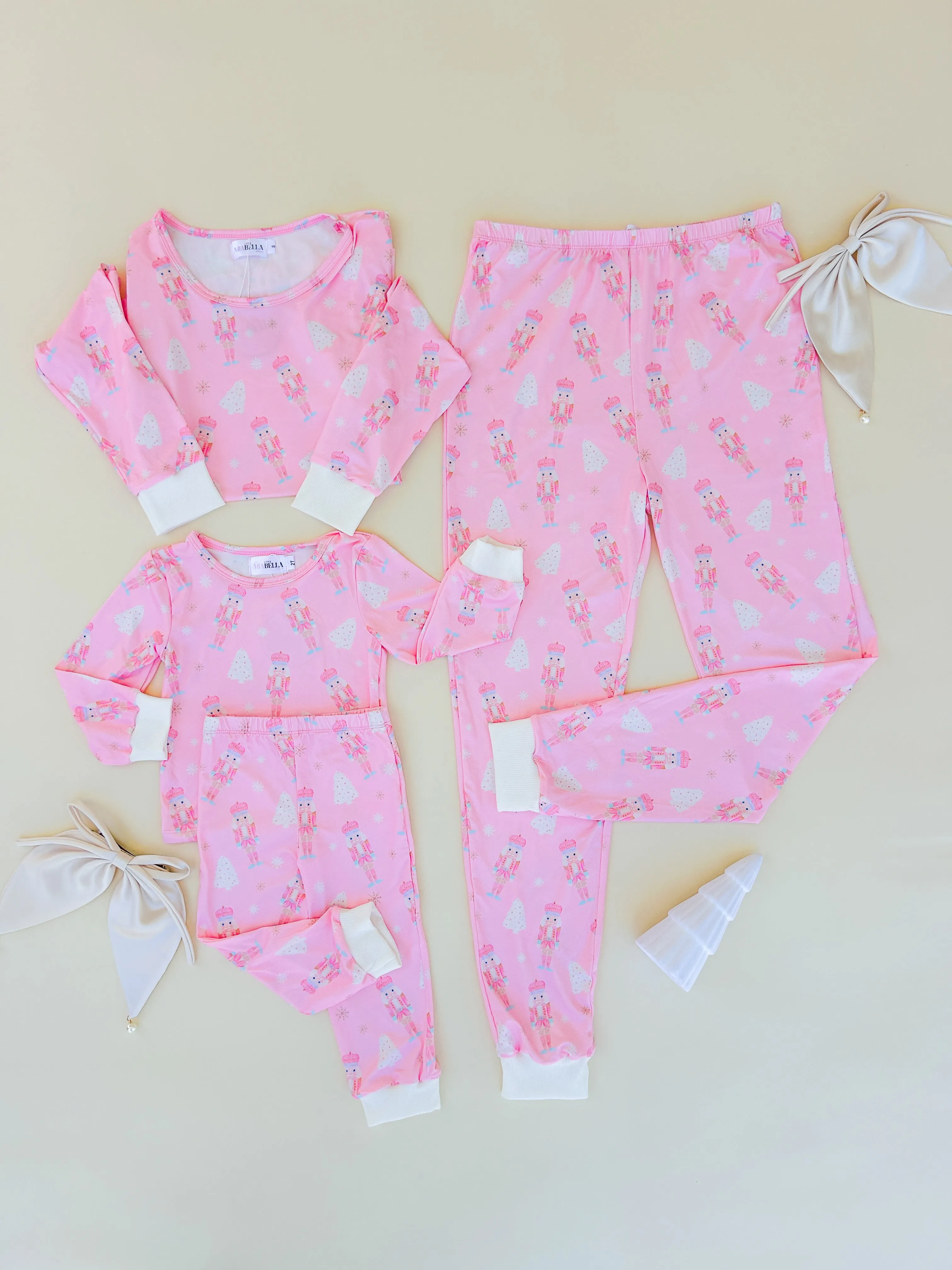 Pink Nutcracker Christmas Matching Pajamas, Mommy and me pajamas