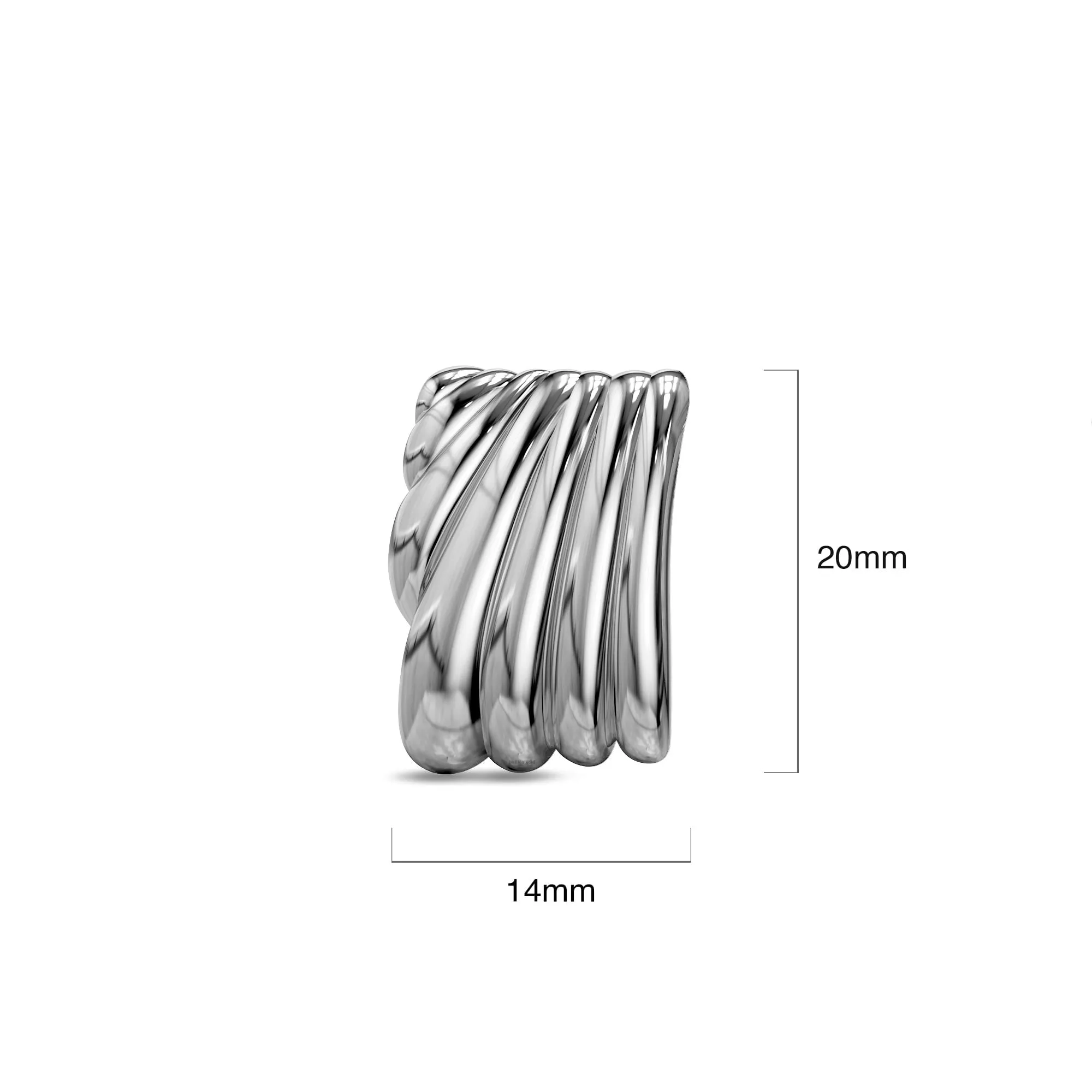 Pleated Angel White Gold layered Stud Earrings
