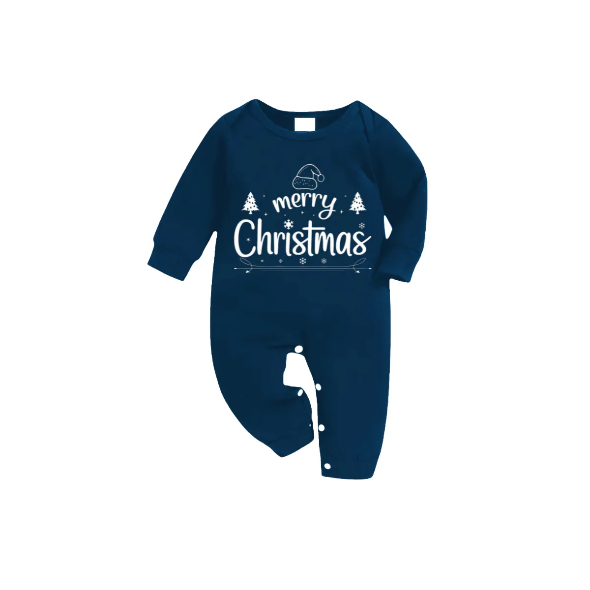 "Merry Christmas" White Letter 2024 Blue Long Sleeve Top With Blue Plaid Family Matching Pajamas