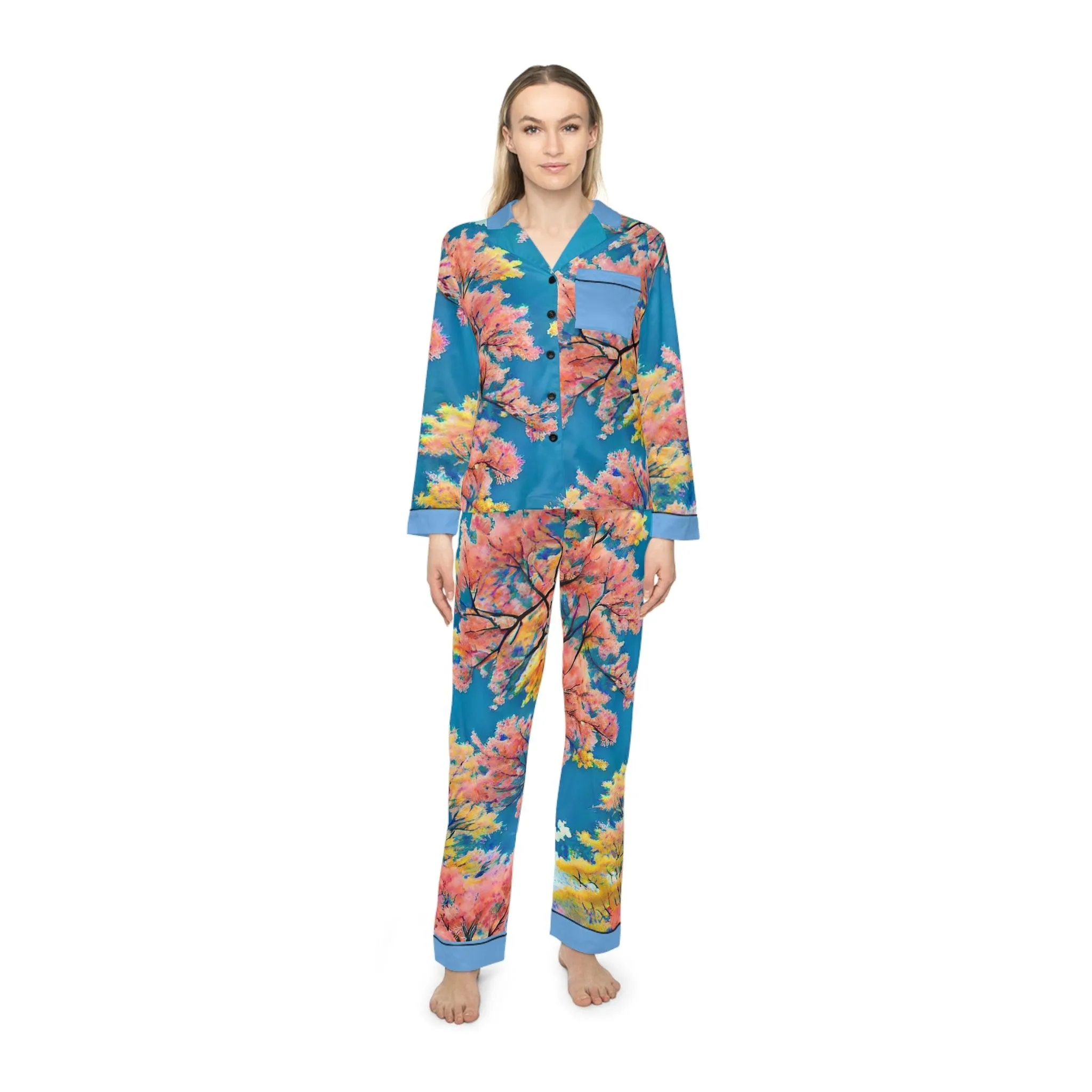 "Summer Stroll" Women's Satin Pajamas