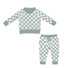 Raglan Sweatshirt And Jogger Set - Checkerboard Gray Mist