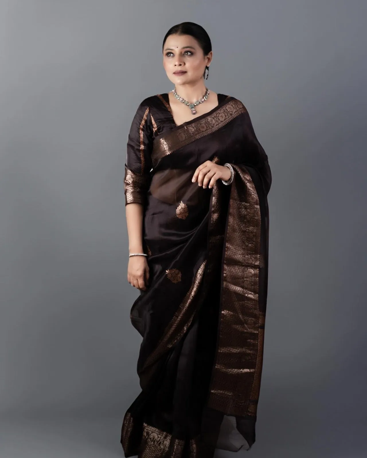 Ravishing Brown Soft Silk Saree With Designer Blouse Piece