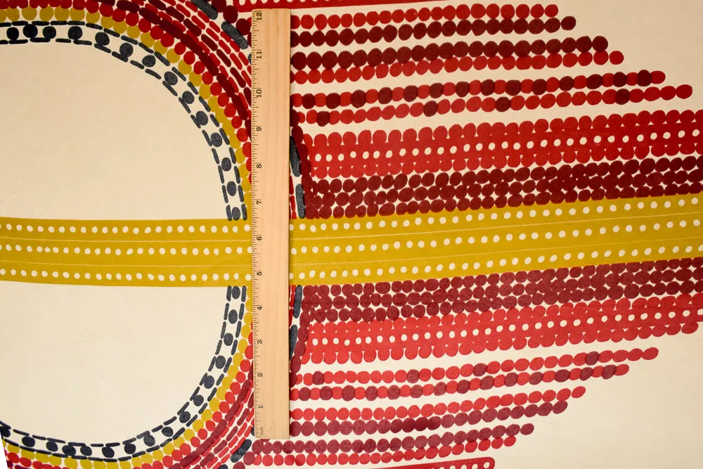 Red-Yellow-Multi Dot Border Geometric Print Stretch Silk Jersey Knit Fabric