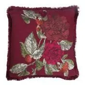 Roselie Embroidered Cranberry Cushion