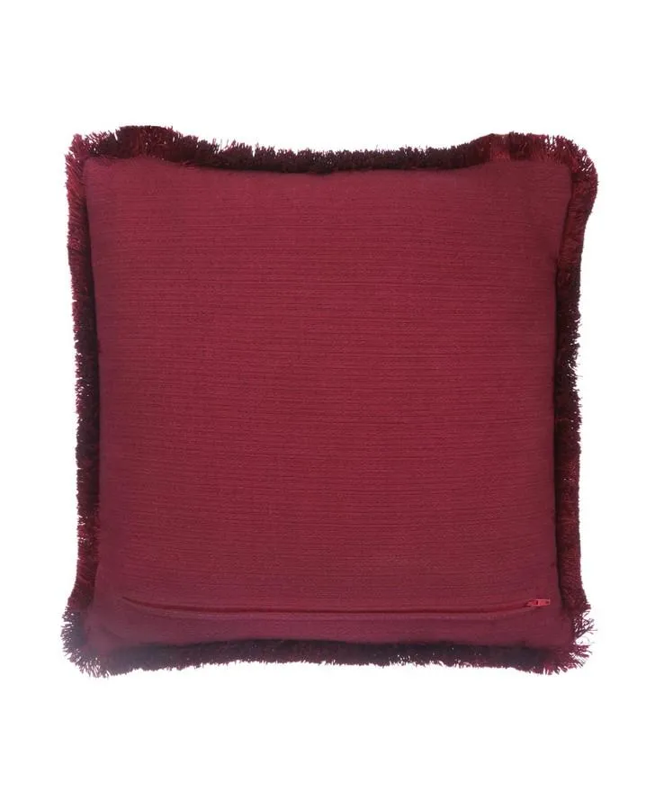 Roselie Embroidered Cranberry Cushion