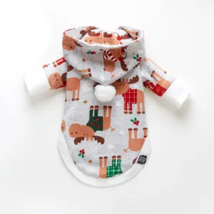 Santa Paws Nice List |  Allover Reindeer Print Doggie Pajamas