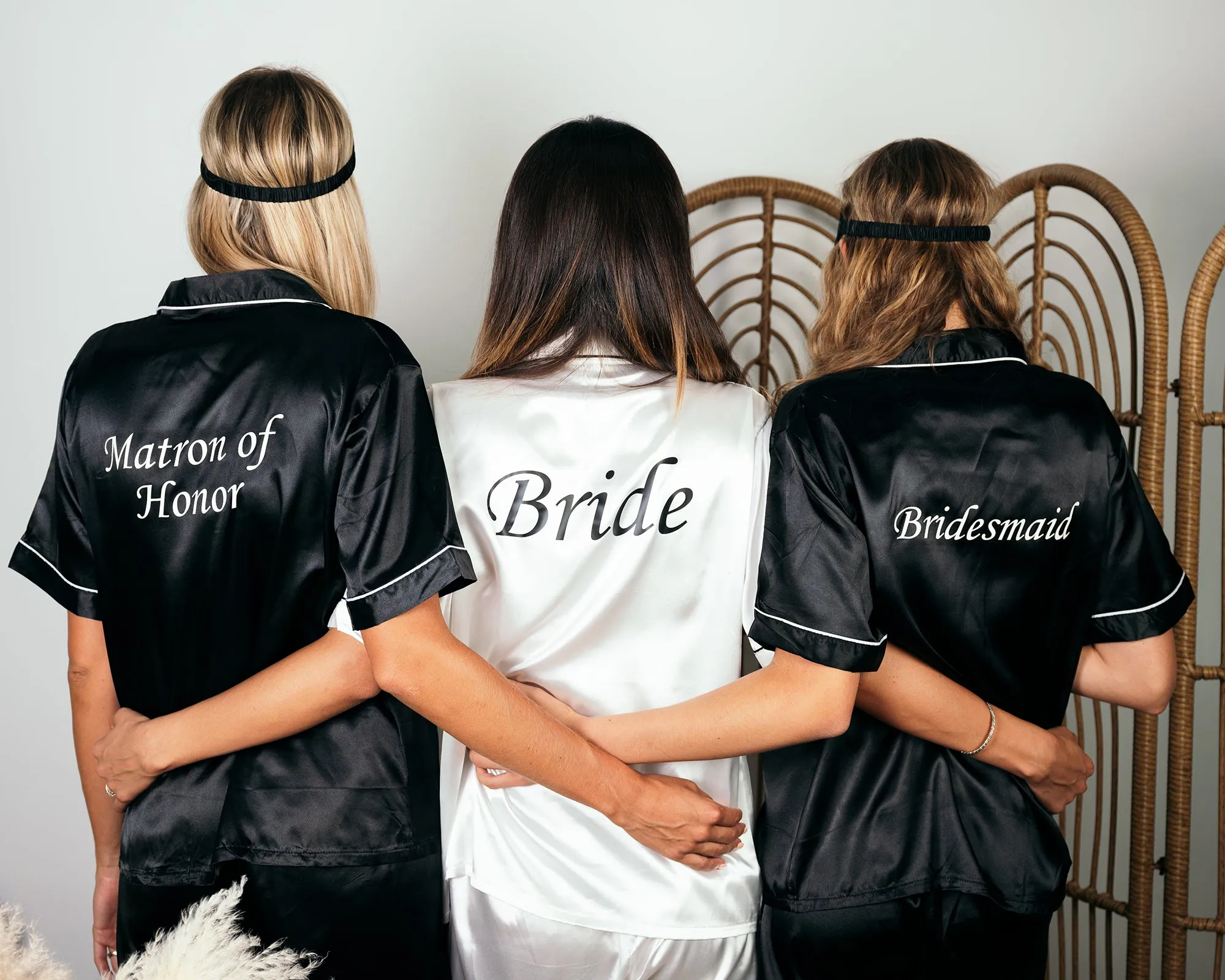 Set of 6 Custom Satin Bridesmaids Pajamas for Sleepover Bachelorette Party - Short   short