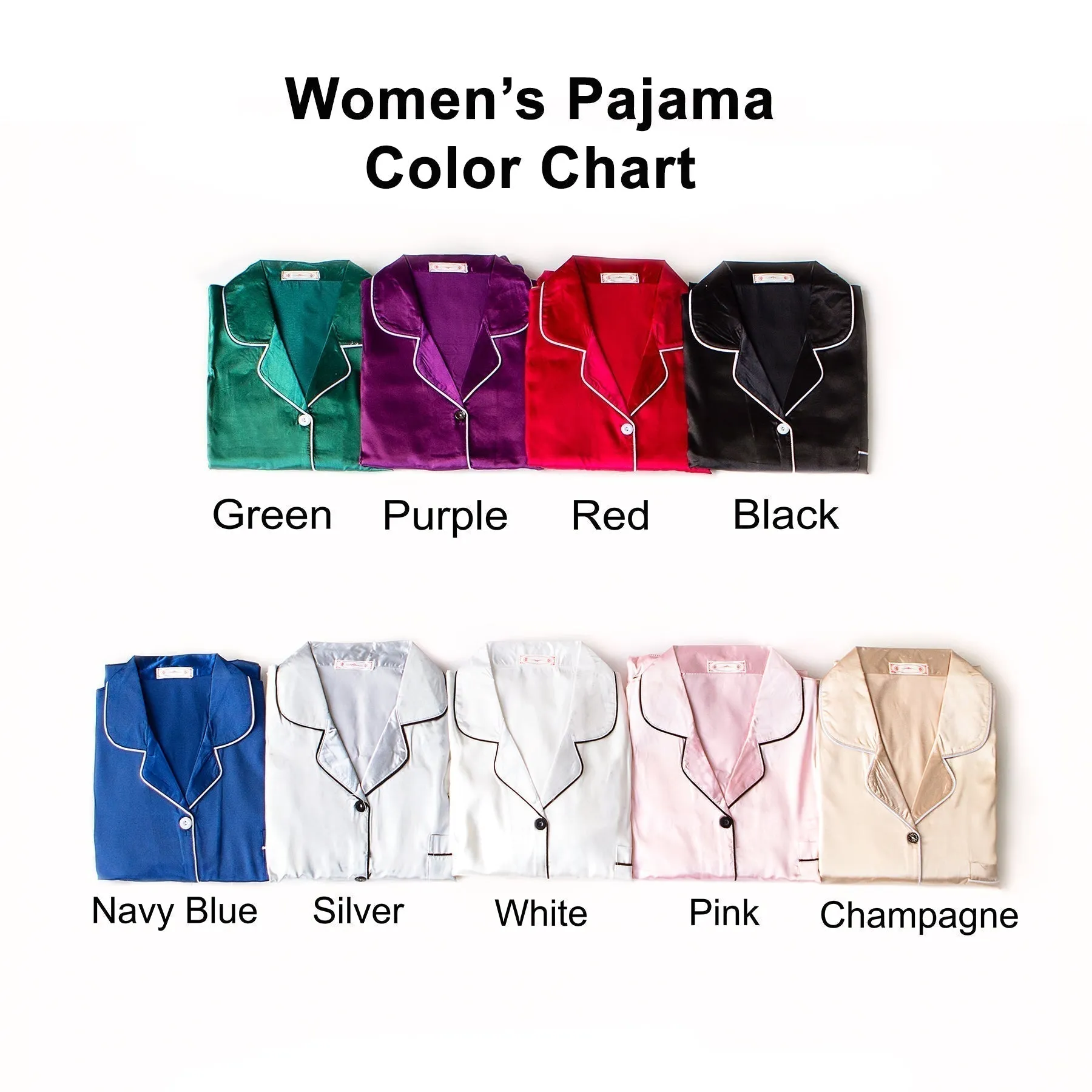 Set of 9 Bridesmaids Pajamas, Custom Wedding Satin Pajamas  - Long   Long