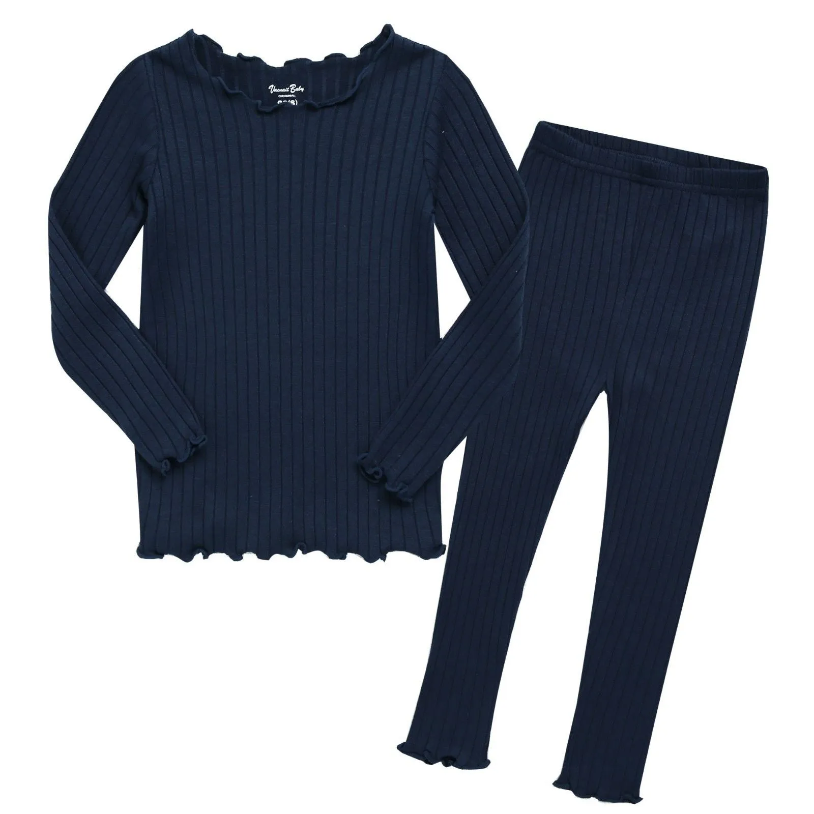 Shirring Navy Long Sleeve Pajama