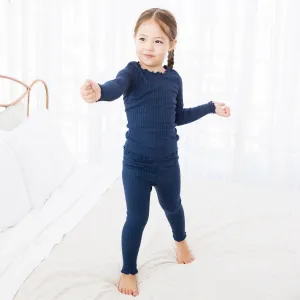 Shirring Navy Long Sleeve Pajama