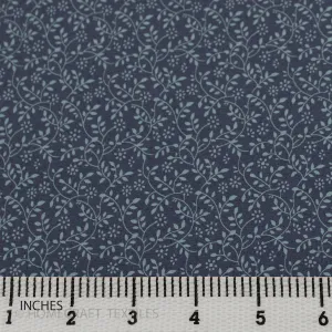 Steel Blue Vine Flutter Cotton Print
