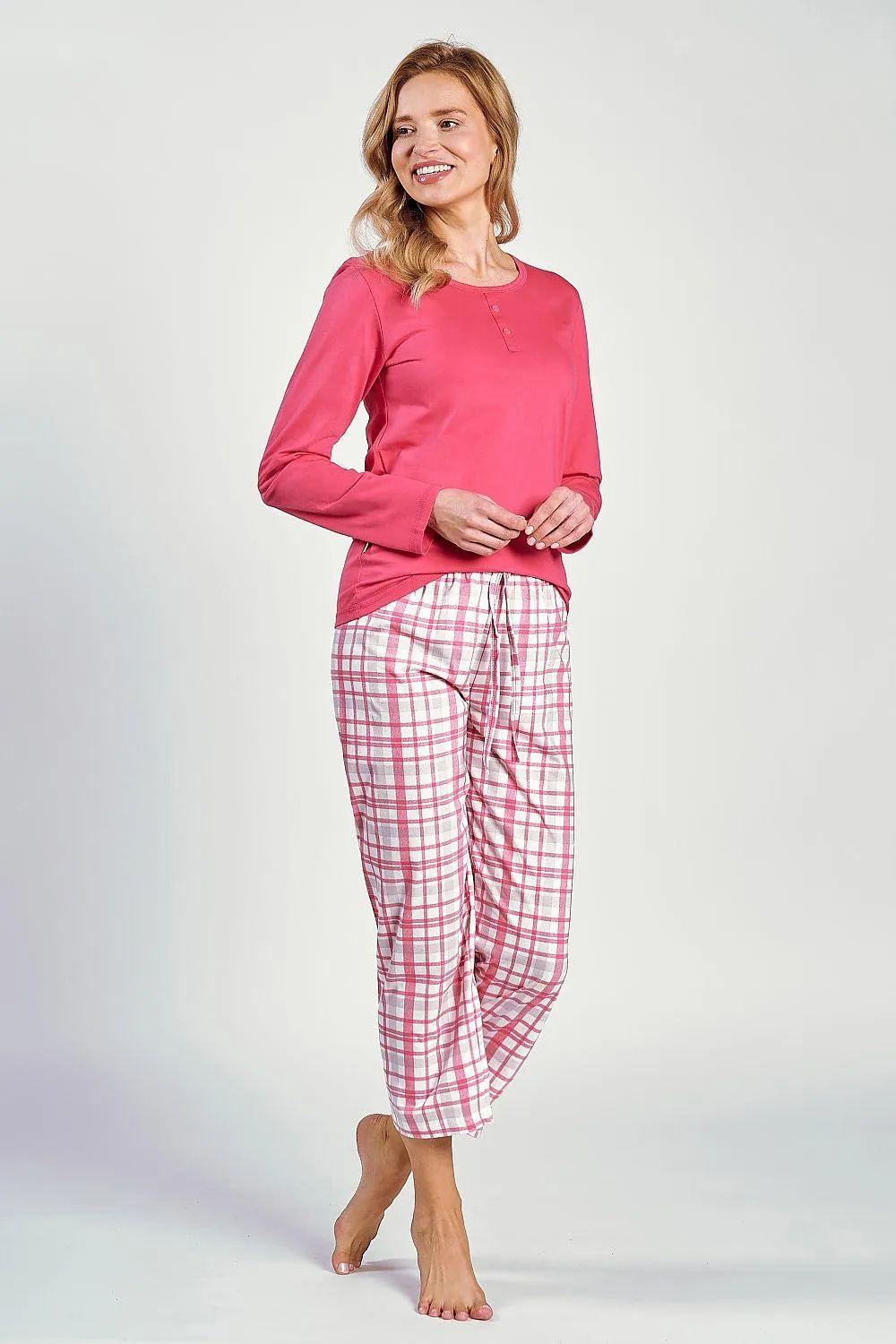Taro 7/8-length pants and long-sleeved blouse Women's pajamas