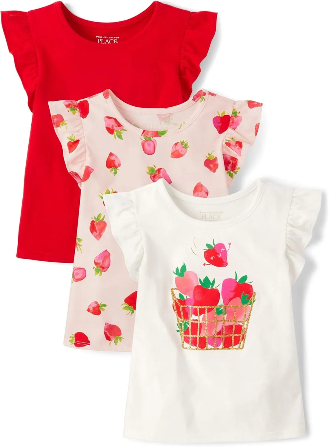 The Children's Place Baby Girls' and Toddler Short Sleeve Flutter Shirt
