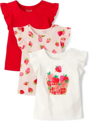 The Children's Place Baby Girls' and Toddler Short Sleeve Flutter Shirt