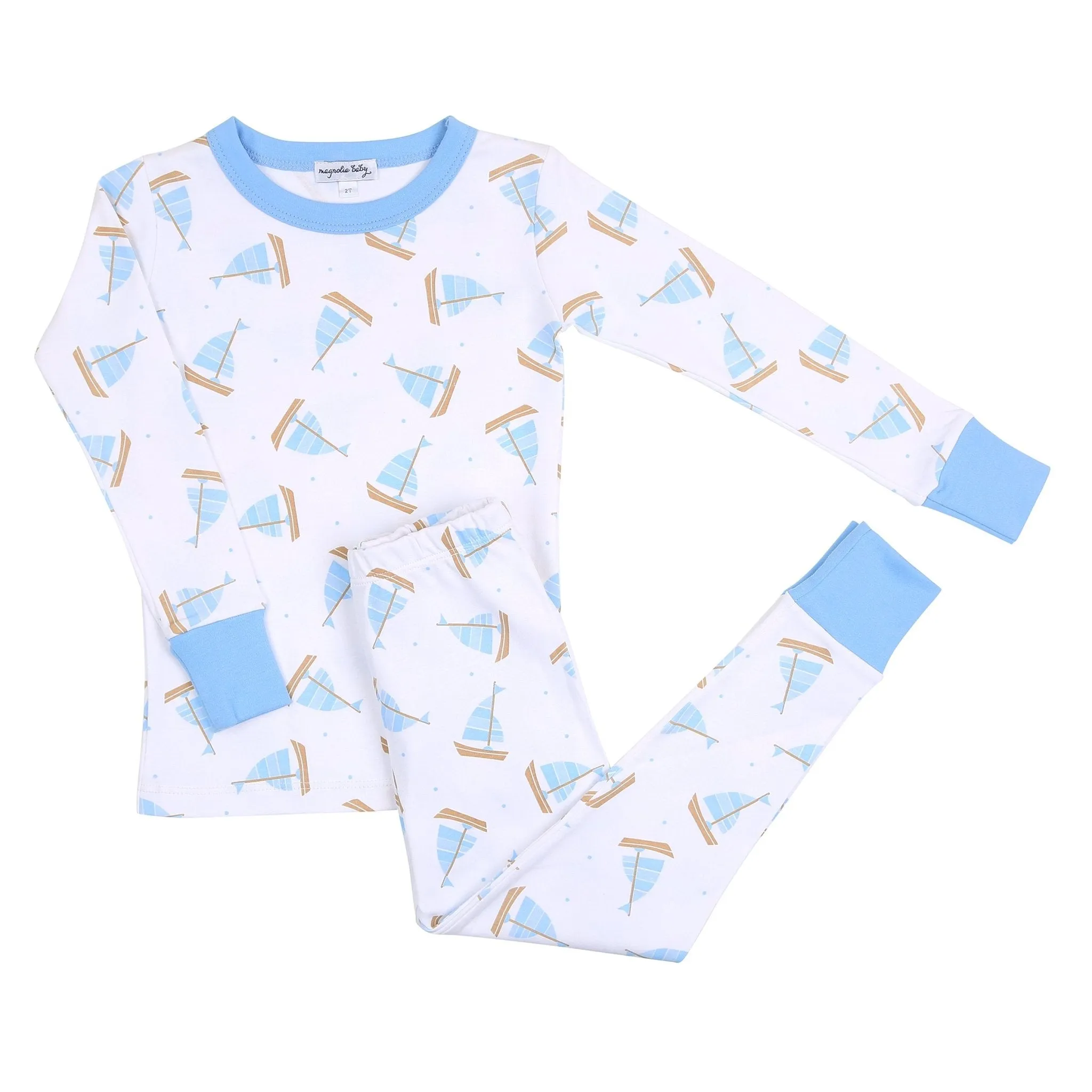 Tiny Sailboat Long Pajama - Blue