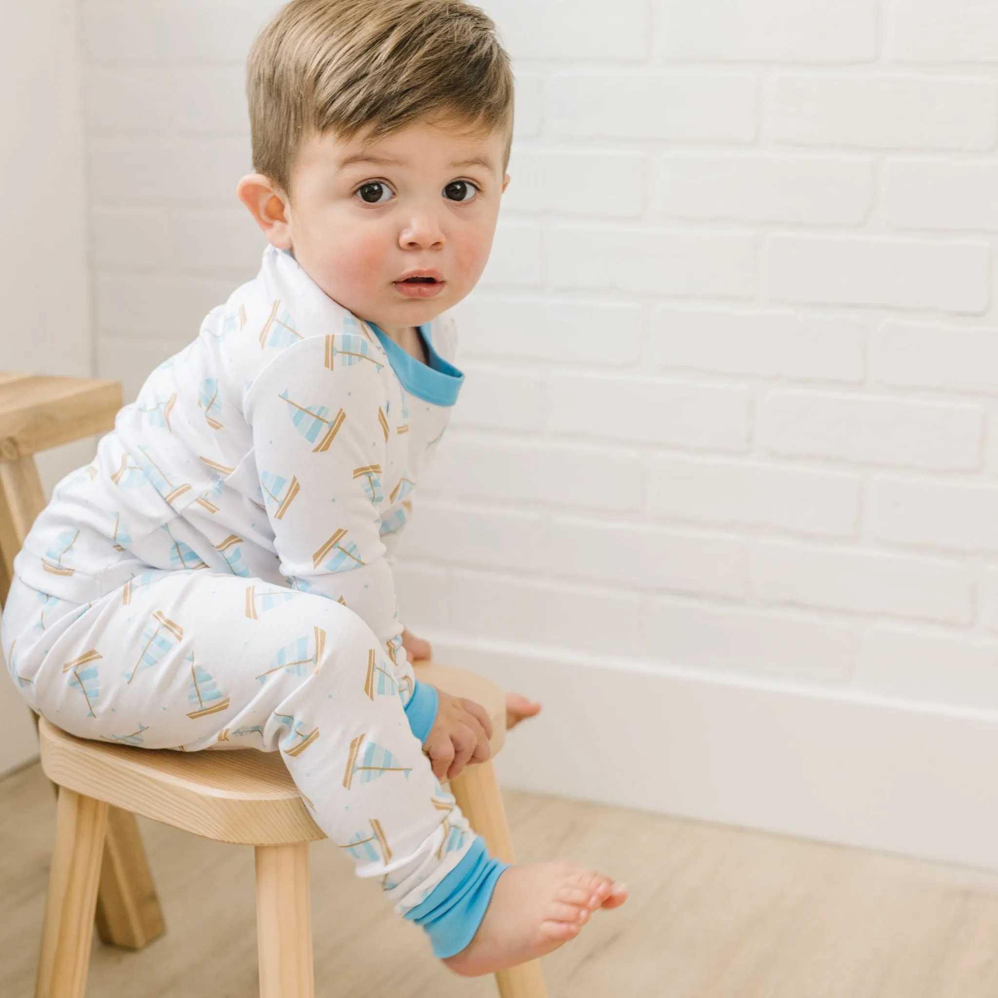 Tiny Sailboat Long Pajama - Blue
