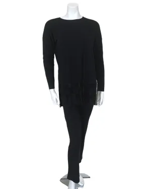 Vanilla Night and Day Lace Bottom Black Modal Pajamas Set