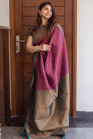 Vestigial Purple Soft Silk Saree With Splendiferous Blouse Piece