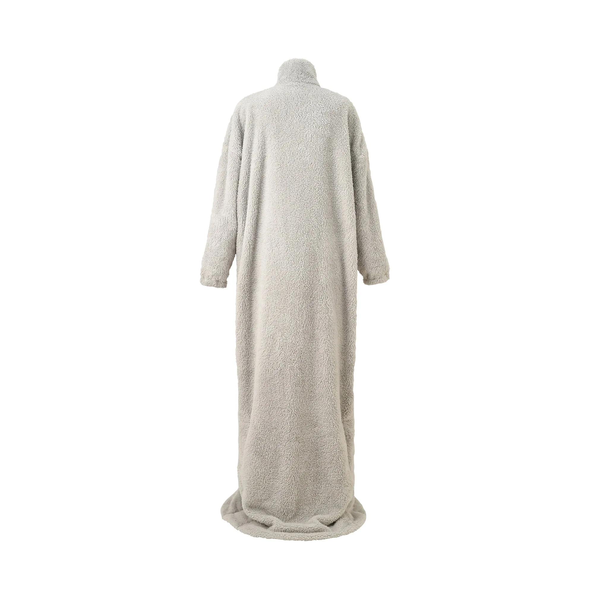 WARM FLEECE LONG BLANKET ROBE GRAY