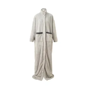 WARM FLEECE LONG BLANKET ROBE GRAY
