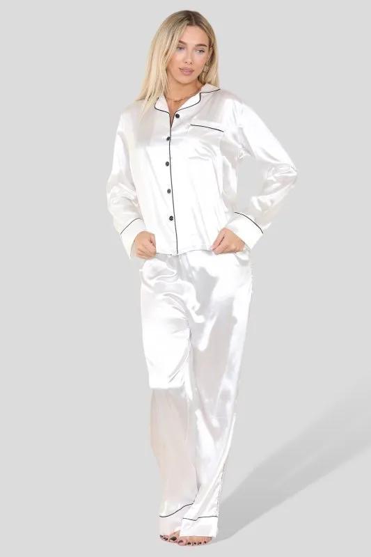 White Satin Pj Set