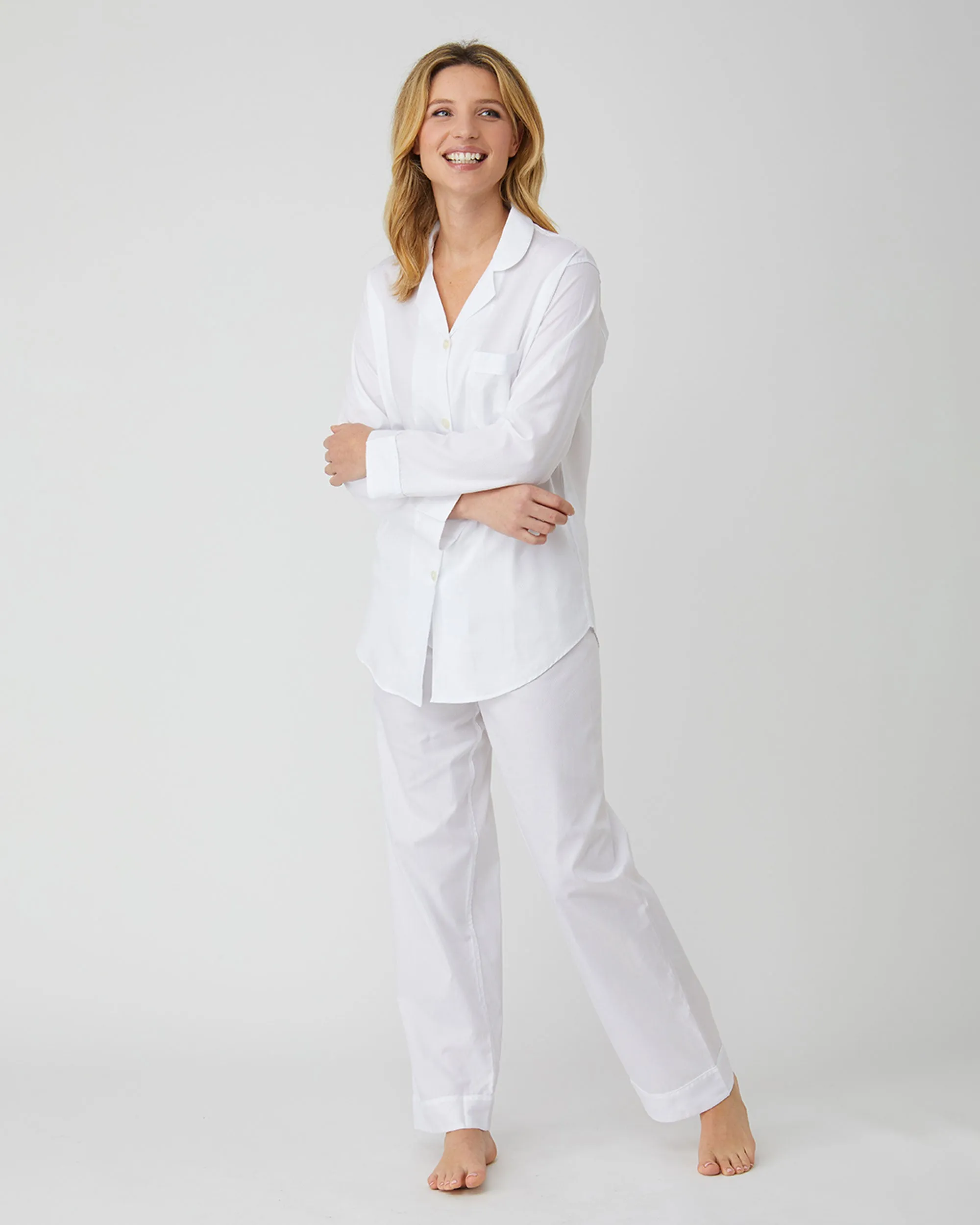 Women's Cotton Jacquard Pajamas - White